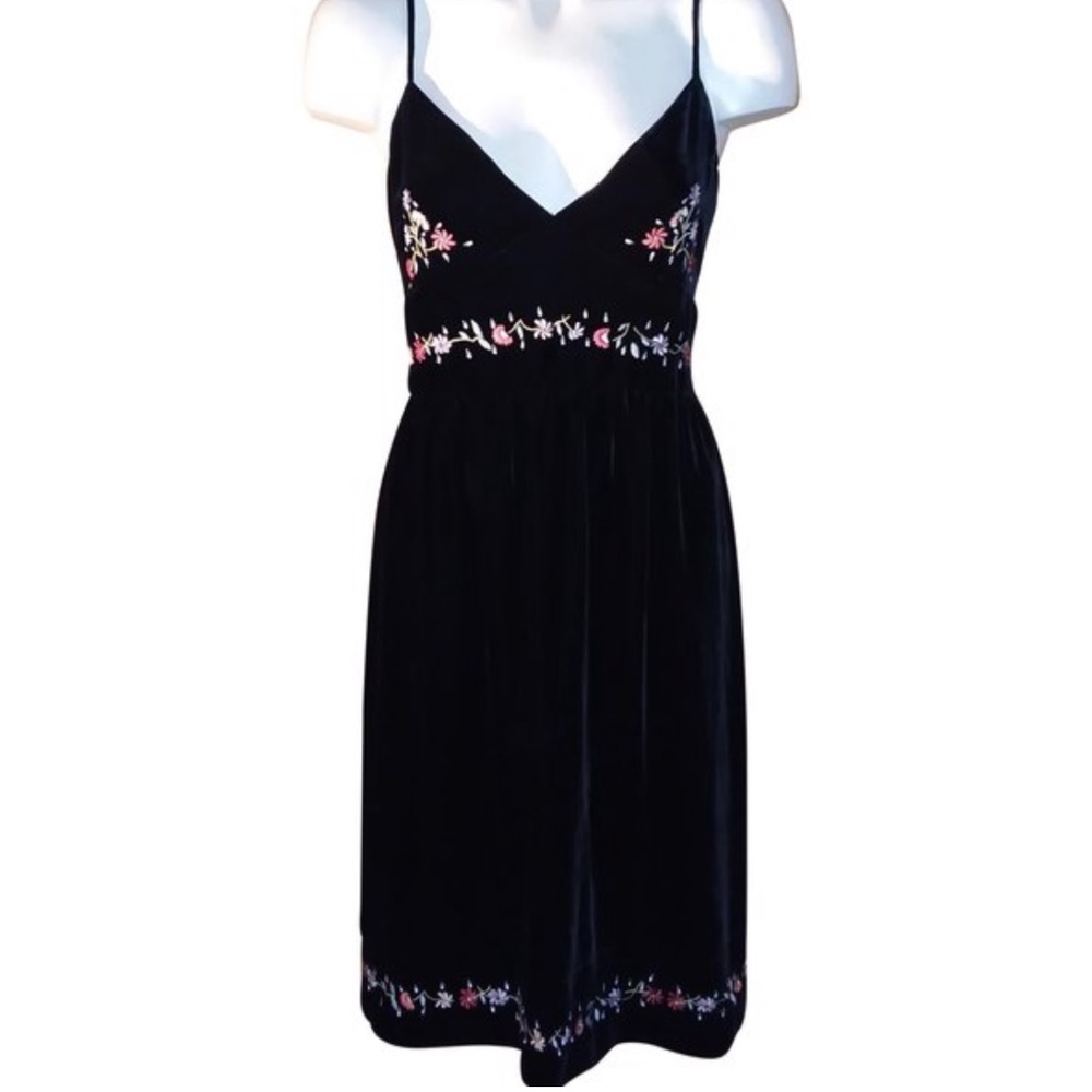 Donna Karan Velvet Embroidered Dress